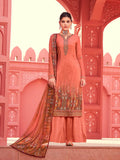 Myra Peach Digital Print French Crepe Palazzo Suit | Grocsy