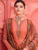 Myra Peach Digital Print French Crepe Palazzo Suit | Grocsy
