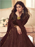 Myra Brown Real Georgette Embroidered Anarkali Suit | Grocsy