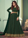 Myra Green Real Georgette Embroidered Anarkali Suit | Grocsy
