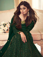 Myra Green Real Georgette Embroidered Anarkali Suit | Grocsy