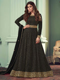 Myra Beautiful Black Real Georgette Embroidered Anarkali Suit | Grocsy
