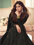 Myra Beautiful Black Real Georgette Embroidered Anarkali Suit | Grocsy
