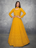 Myra Mustard Yellow Georgette Embroidered Anarkali Suit | Grocsy