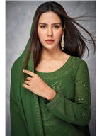 Myra Beautiful Green Georgette Embroidered Anarkali Suit | Grocsy