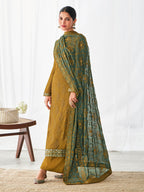 Myra Mehendi Real Georgette Palazzo Style Suit | Grocsy