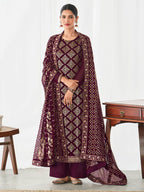 Myra Purple Real Georgette Palazzo Style Suit | Grocsy