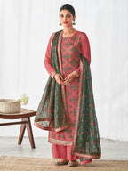 Myra Pink Real Georgette Palazzo Style Suit | Grocsy