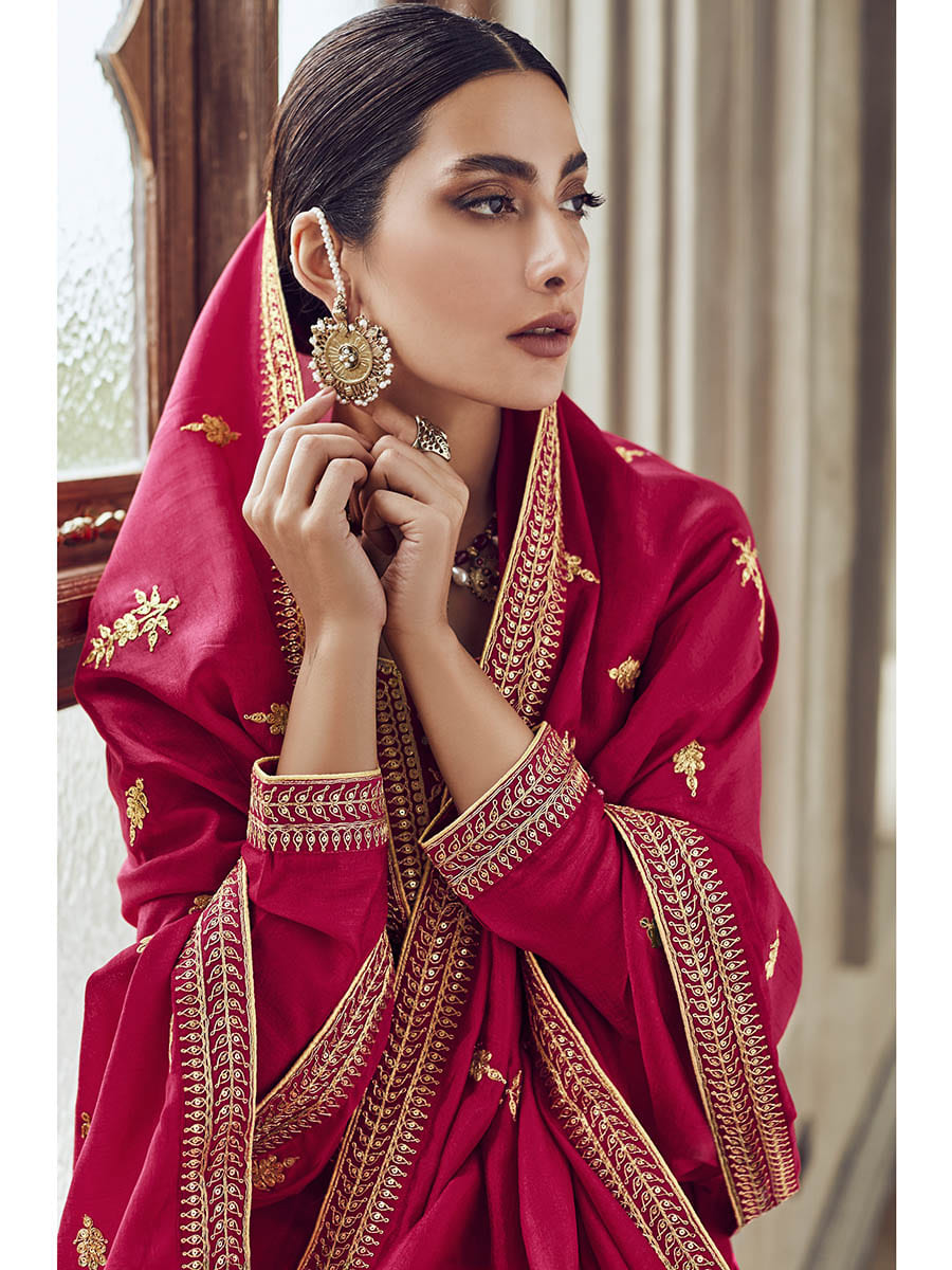 Myra Rani Premium Silk Embroidered Pant Style Suit | Grocsy
