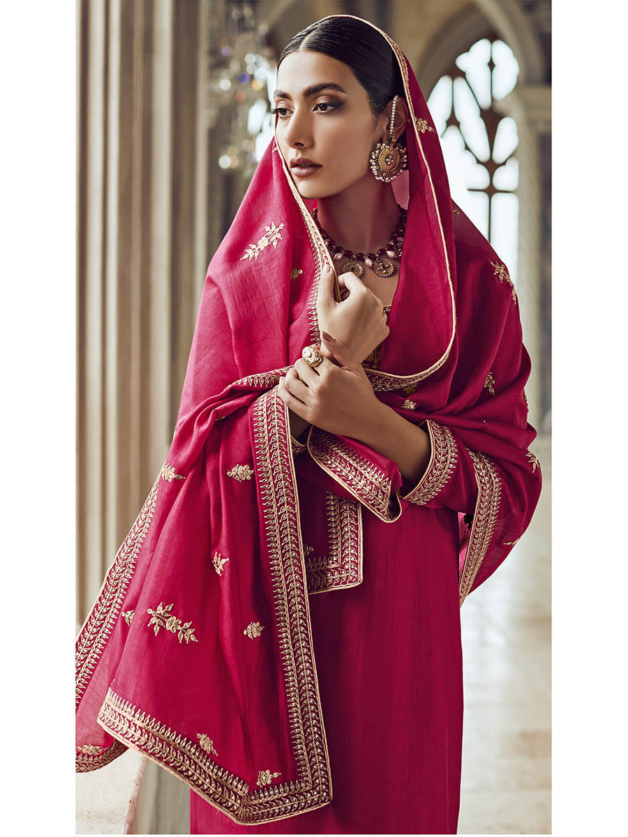 Myra Rani Premium Silk Embroidered Pant Style Suit | Grocsy