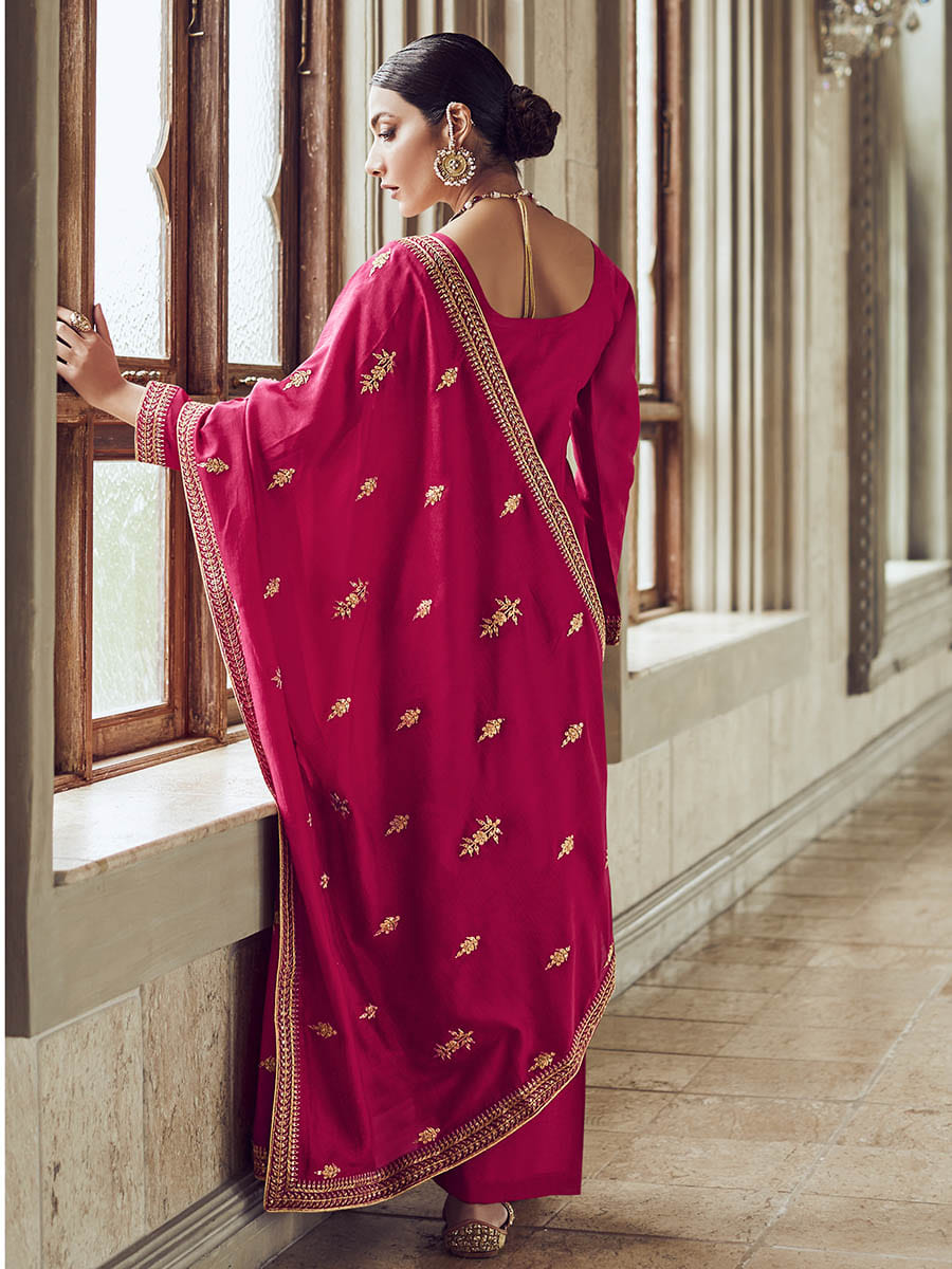 Myra Rani Premium Silk Embroidered Pant Style Suit | Grocsy