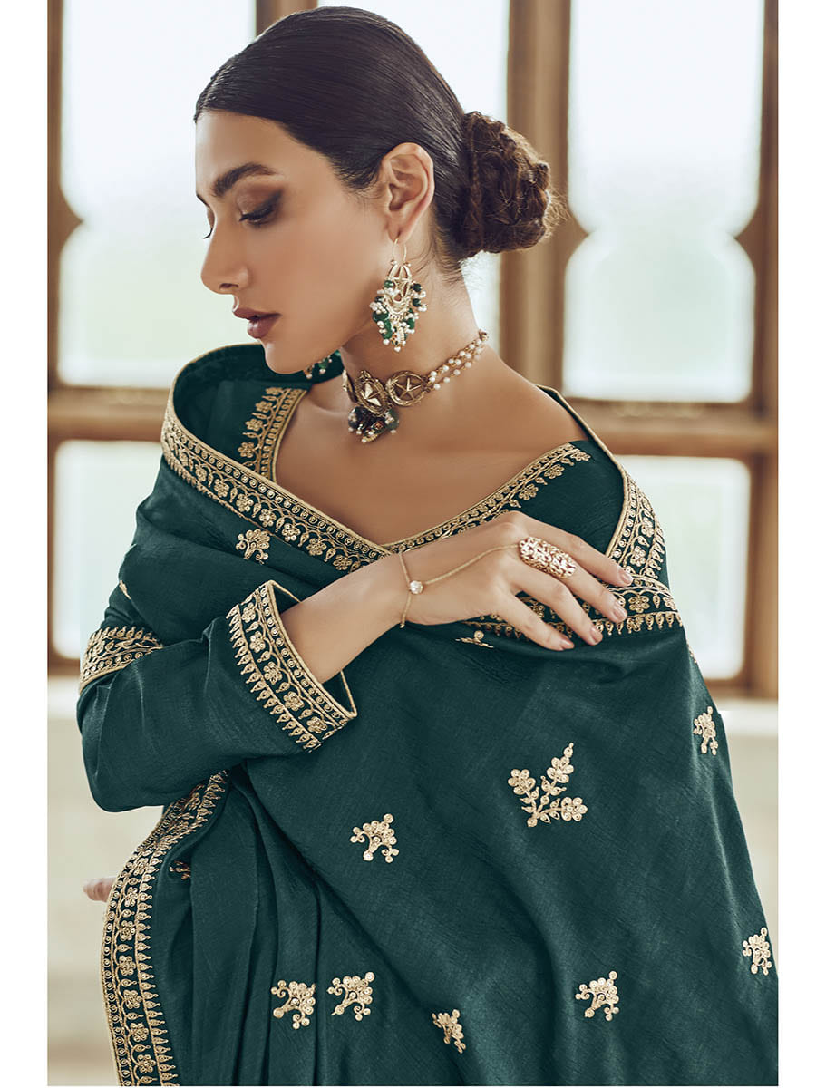 Myra Morepeach Premium Silk Embroidered Pant Style Suit | Grocsy