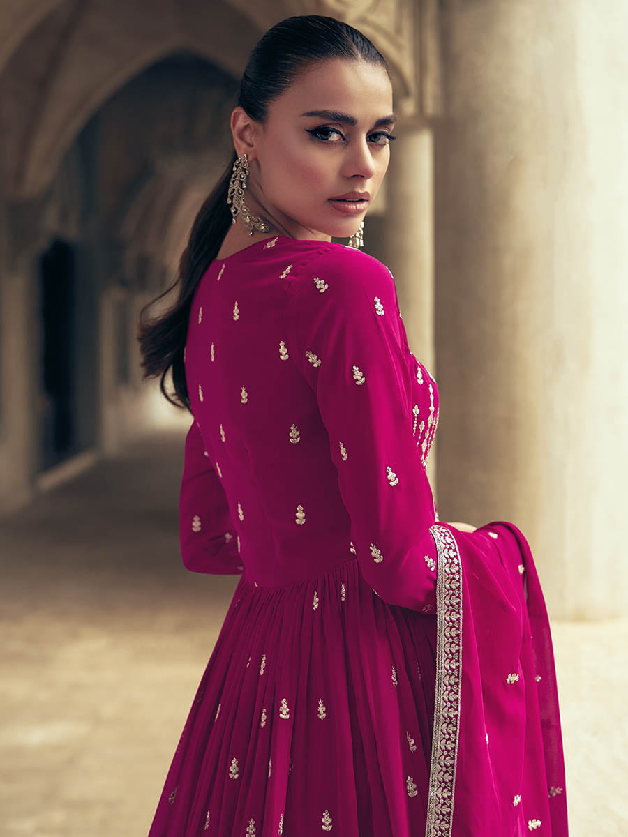 Myra Rani Real Georgette Gharara Style Embroidered Suit | Grocsy