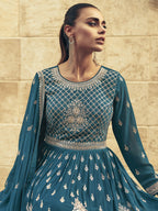 Myra Firozi Real Georgette Gharara Style Embroidered Suit | Grocsy