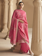Myra Coral Premium Silk Embroidered Pant Style Suit | Grocsy