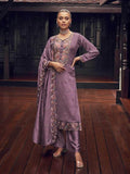 Myra Dusty Lilac Premium Silk Embroidered Suit | Grocsy