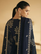 Myra Navy Blue Georgette Embroidered Designer Suit | Grocsy
