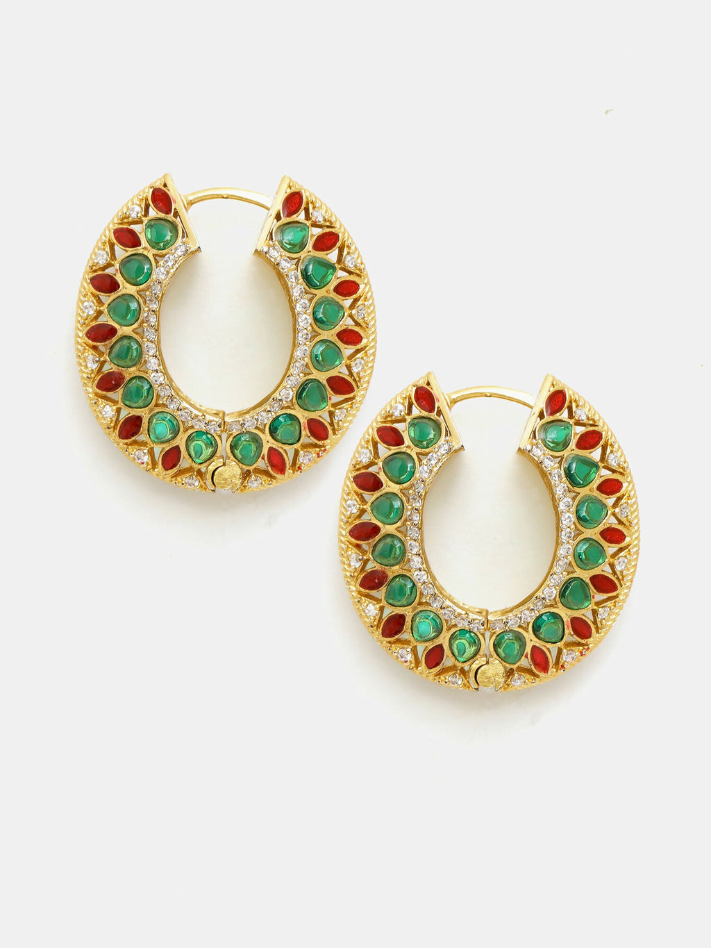Ruby Raang Gold Polished Multi-Color Kundan Loops | Grocsy