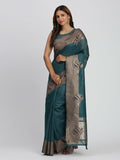 Shree Shyam Fashion Linen Cotton Sea Green Saree | Grocsy