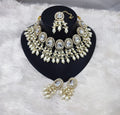 Jewel City Elegant Kundan Pearl Necklace Set with White Drops and Matching Tikka | Grocsy