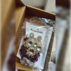 Jewel City Luxurious Polki Diamond and Wine Chandelier Earrings | Grocsy