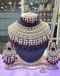 Jewel City Opulent Bridal Kundan Choker Set with Wine Beads and Matching Earrings & Maang Tikka | Grocsy