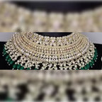 Jewel City Luxurious Pearl Kundan Bridal Jewelry Set - Necklace, Earrings, Tikka, and Long Necklace | Grocsy