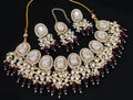 Jewel City Kundan Choker Necklace Set with Maroon Beads and Pearls - Traditional Indian Wedding Jewelry | Grocsy