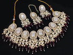 Jewel City Kundan Choker Necklace Set with Maroon Beads and Pearls - Traditional Indian Wedding Jewelry | Grocsy