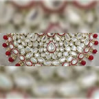Jewel City Royal Kundan Choker Set with magenta Beads - Traditional Indian Wedding Jewelry Set with Earrings and Tikka | Grocsy
