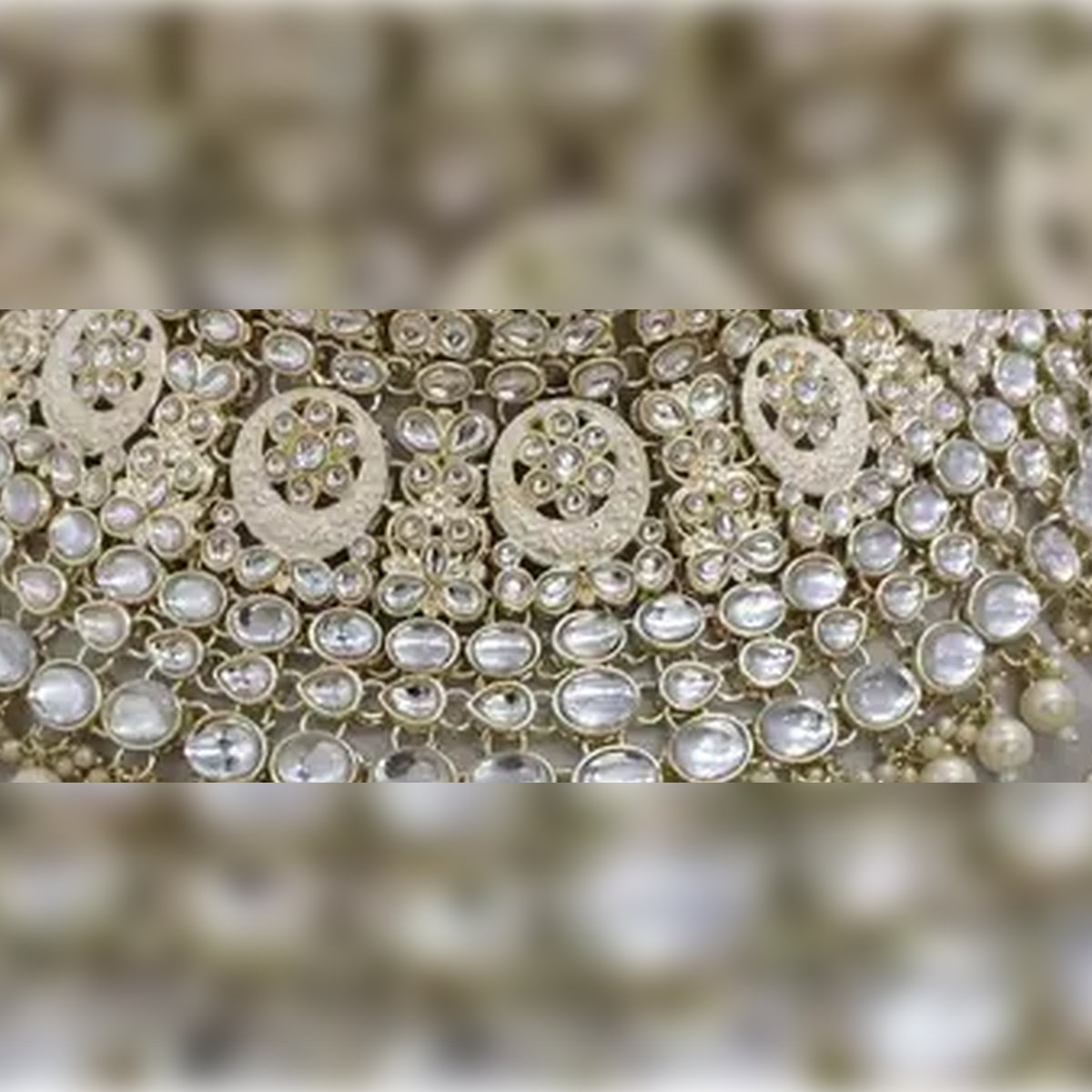Jewel City Royal Kundan Choker Set with White Beads - Traditional Indian Wedding Jewelry Set with Earrings and Tikka | Grocsy