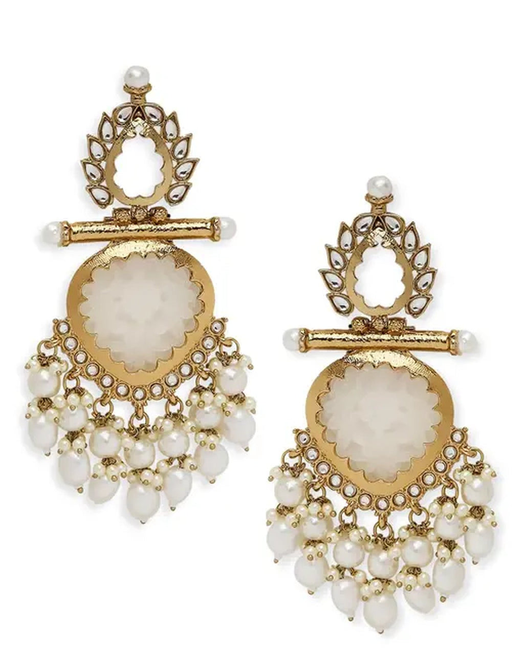 Jewel City Elegant Pearl and Crystal Chandelier Earrings - Luxurious Statement Jewelry | Grocsy