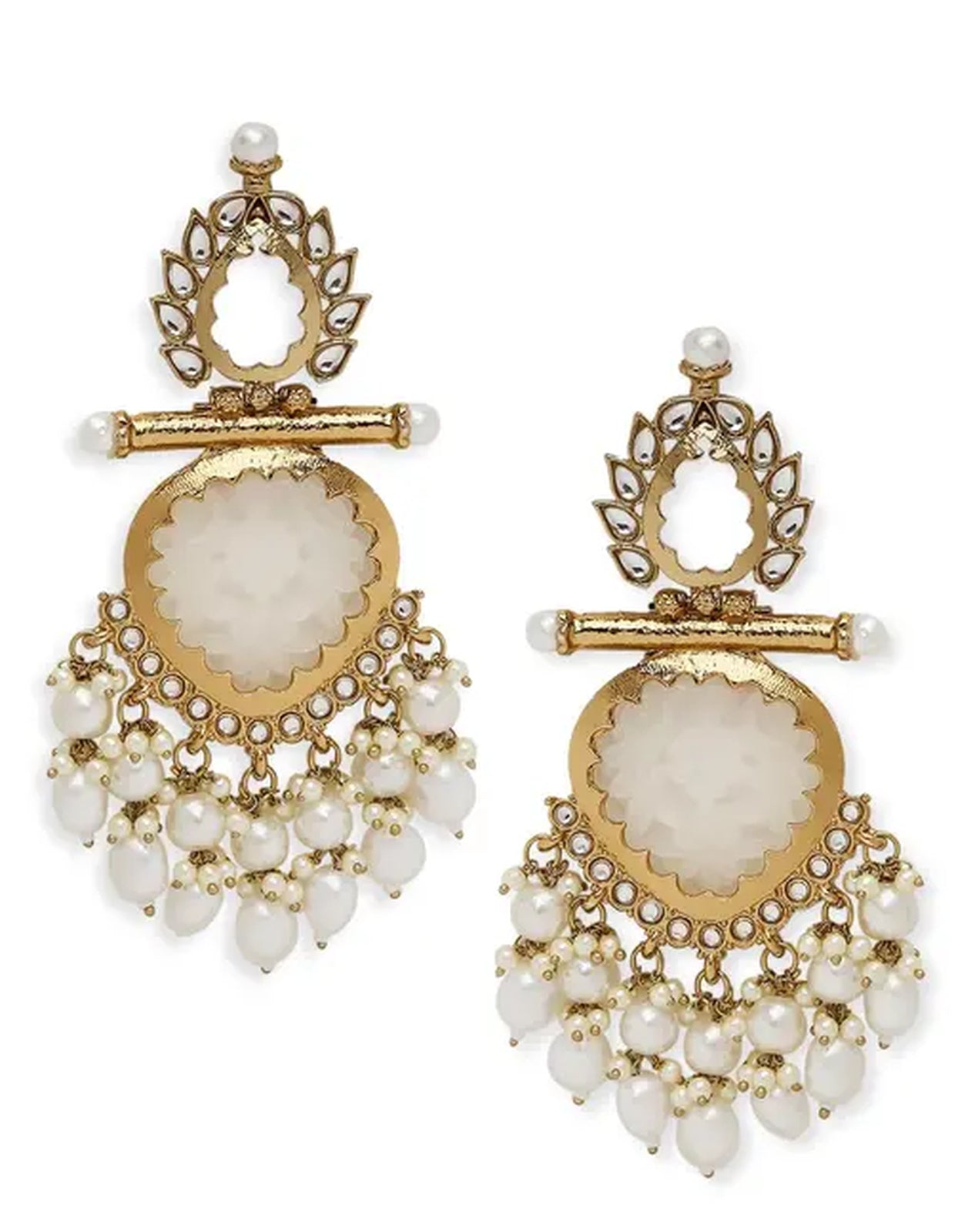 Jewel City Elegant Pearl and Crystal Chandelier Earrings - Luxurious Statement Jewelry | Grocsy