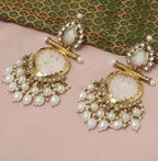 Jewel City Elegant Pearl and Crystal Chandelier Earrings - Luxurious Statement Jewelry | Grocsy