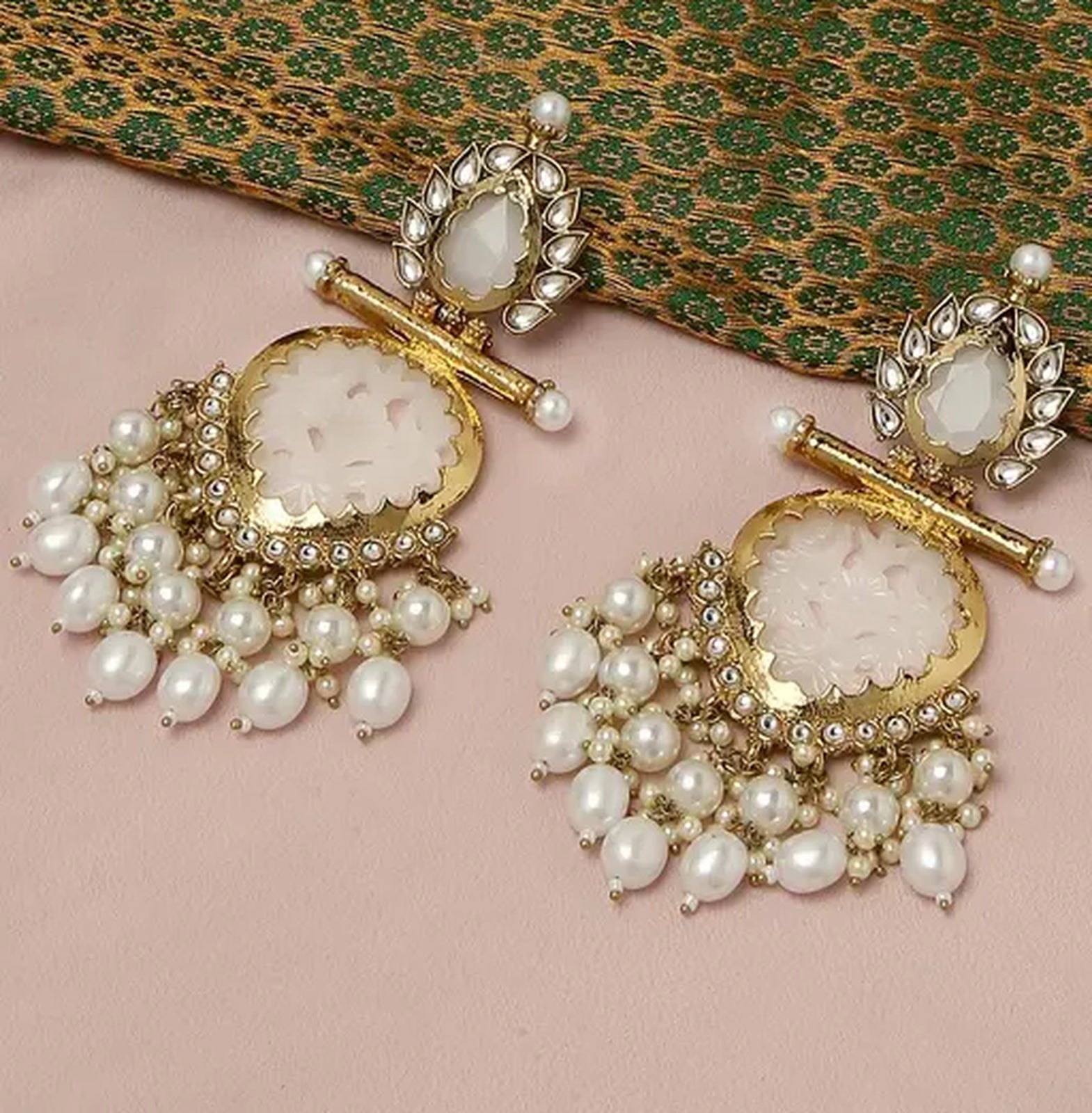 Jewel City Elegant Pearl and Crystal Chandelier Earrings - Luxurious Statement Jewelry | Grocsy