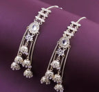 Jewel City Elegant Silver Kashmiri-Style Chandelier Earrings with Jhumka Drops | Grocsy