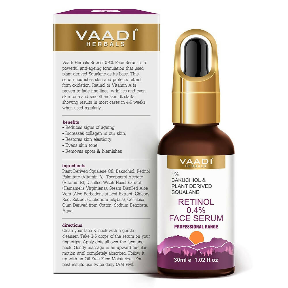 Vaadi Herbals Retinol 0.4% Face Serum With 1% Baluchiol & Plant Derived Squalane | Grocsy