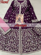 Anaita Purple Embroidered Art Silk Anarkali Suit | Grocsy