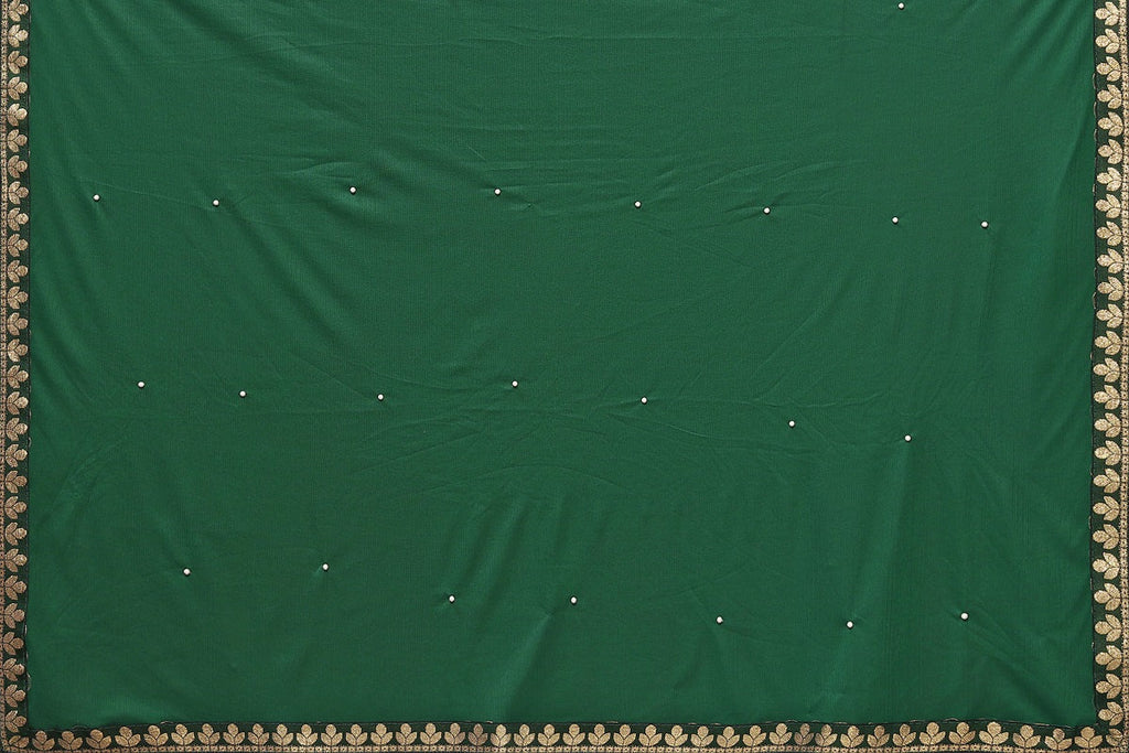 Vamika Goergette Silk Thread Work Green Bollywood Style Saree | Grocsy