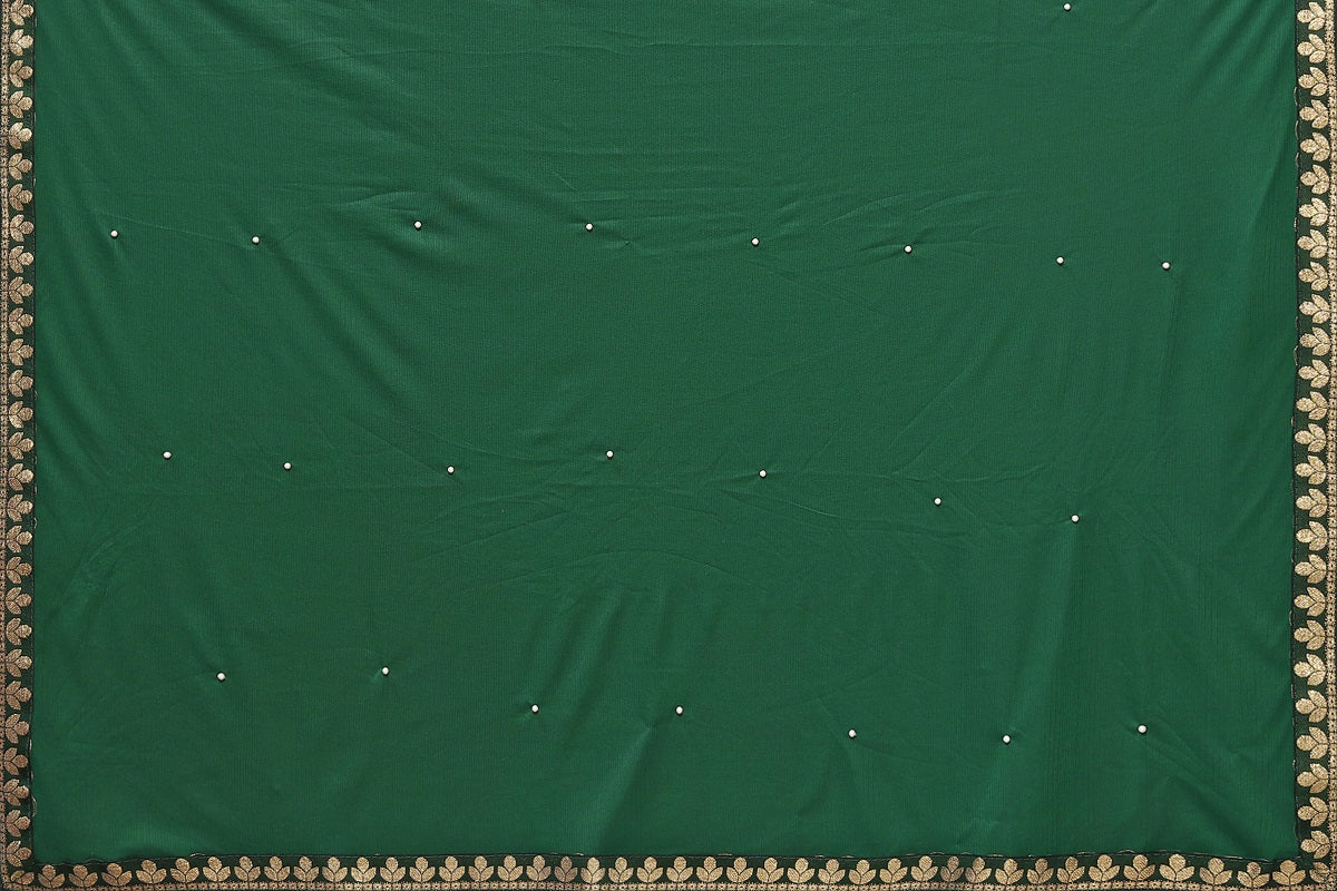 Vamika Goergette Silk Thread Work Green Bollywood Style Saree | Grocsy