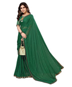 Vamika Goergette Silk Thread Work Green Bollywood Style Saree | Grocsy