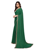 Vamika Goergette Silk Thread Work Green Bollywood Style Saree | Grocsy