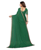 Vamika Goergette Silk Thread Work Green Bollywood Style Saree | Grocsy