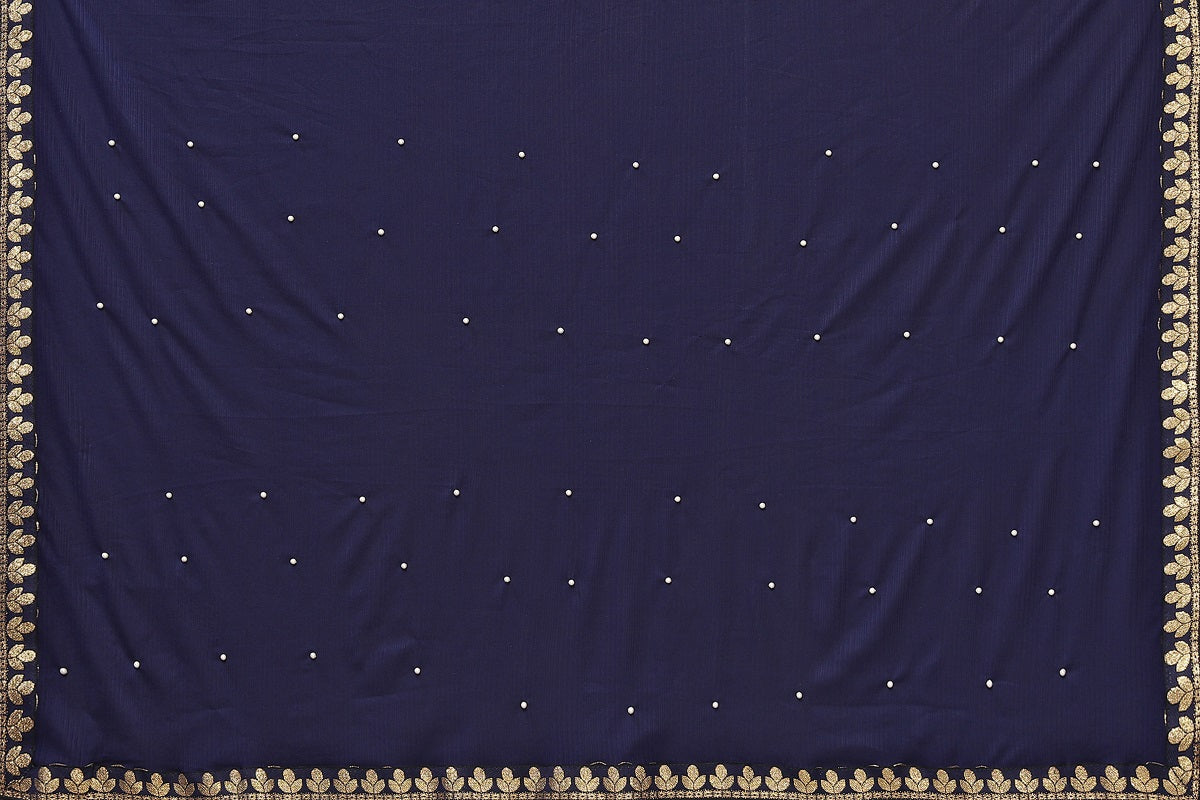 Vamika Goergette Silk Thread Work Navy Bollywood Style Saree | Grocsy