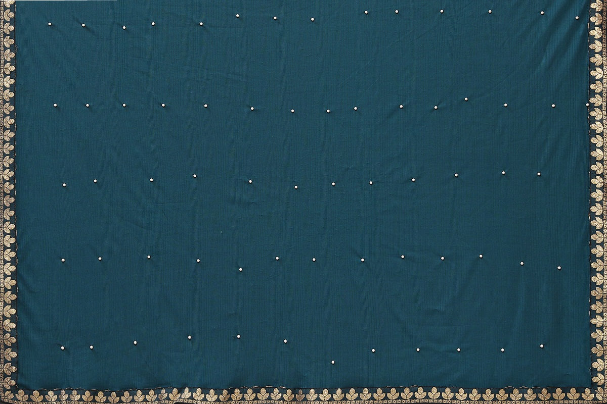 Vamika Goergette Silk Thread Work Rama Bollywood Style Saree | Grocsy