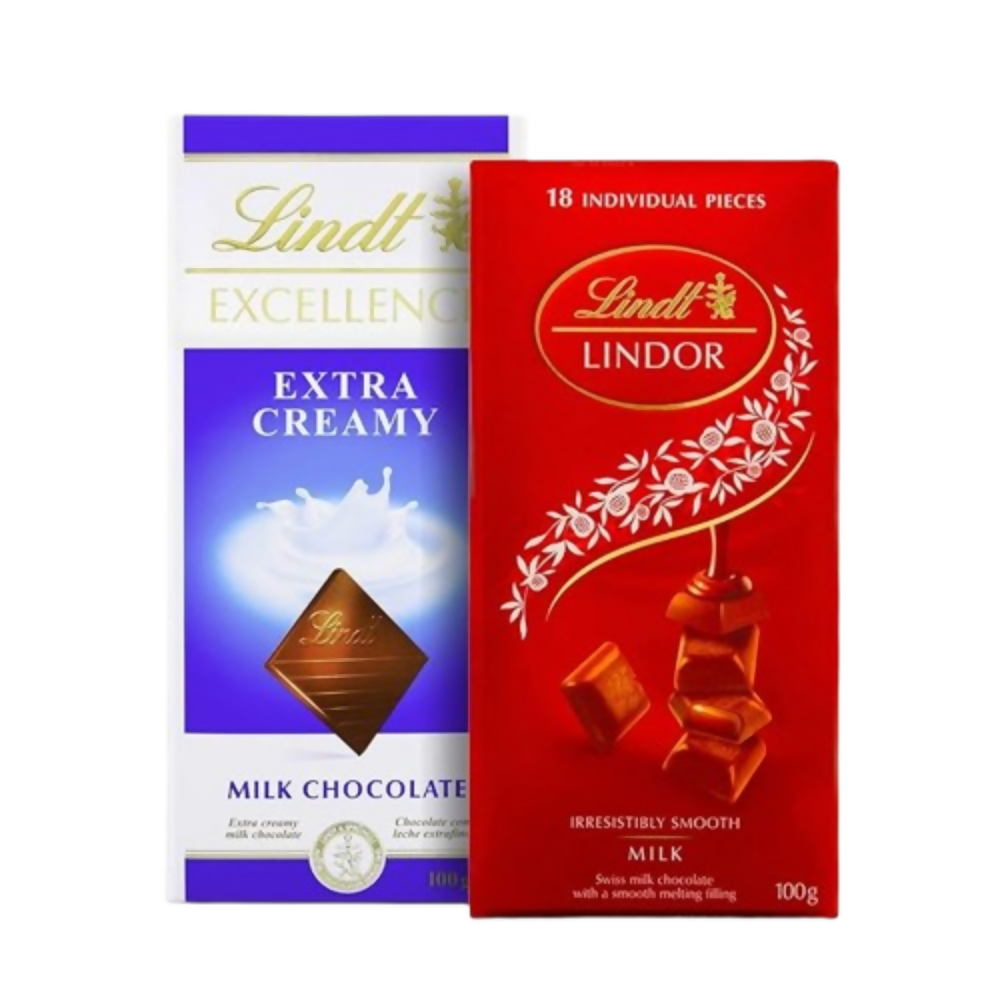 Lindt Excellence Extra Creamy Milk Chocolate Bar and Lindt Lindor Singles Milk Chocolate Box | Grocsy