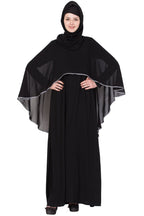 Bashariya A Line Abaya With Attached Georgette Cape For Full Coverage | Grocsy