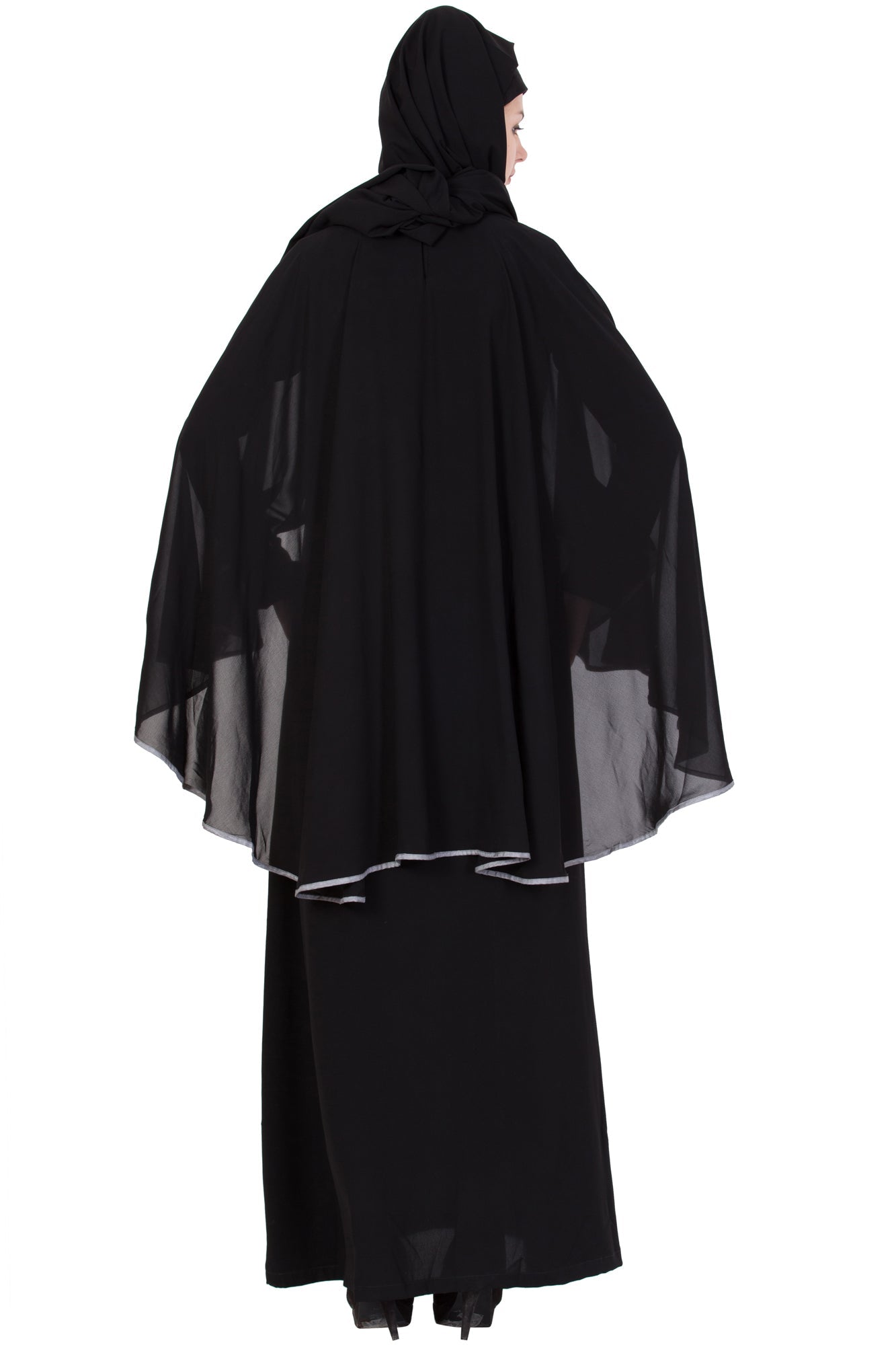 Bashariya A Line Abaya With Attached Georgette Cape For Full Coverage | Grocsy