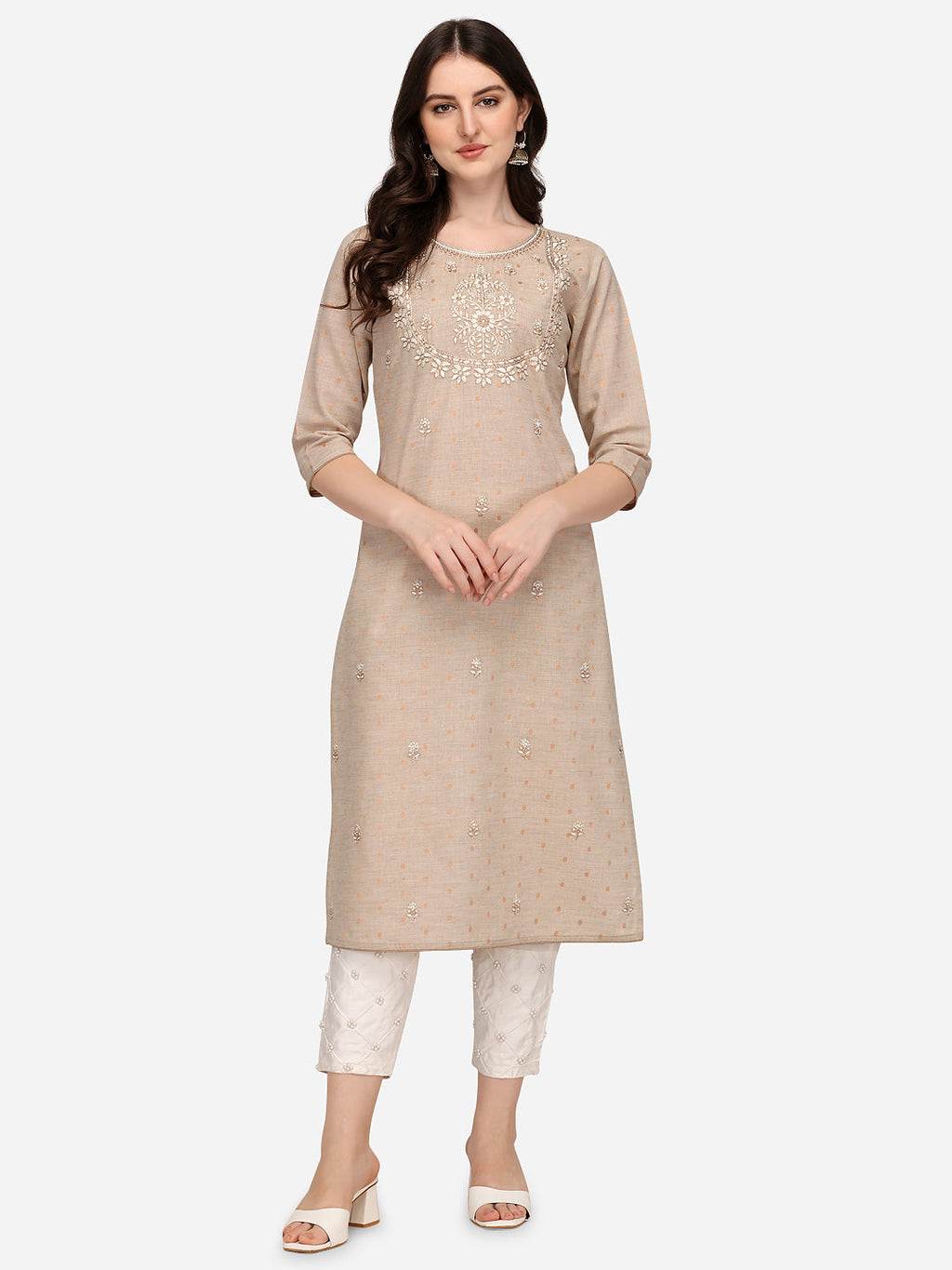 Embroidered Kurta With Pant & Dupatta Set, Multicolor - Hiral Fashion | Grocsy