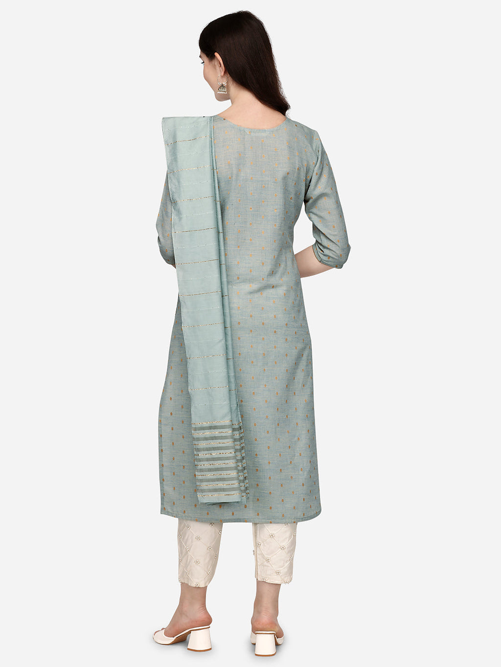 Embroidered Kurta With Pant & Dupatta Set, Multicolor - Hiral Fashion | Grocsy